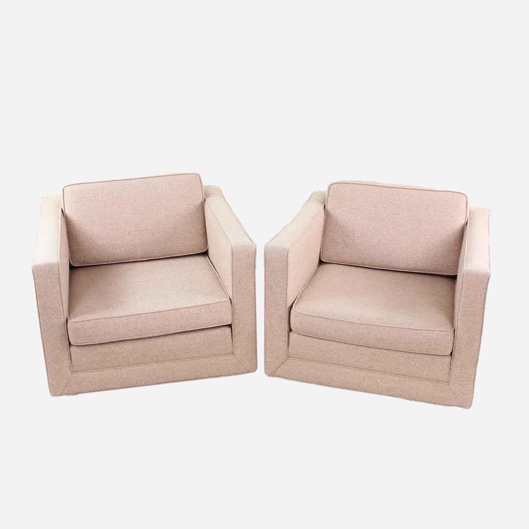A Pair of Knoll Pfister Club Chairs on Casters