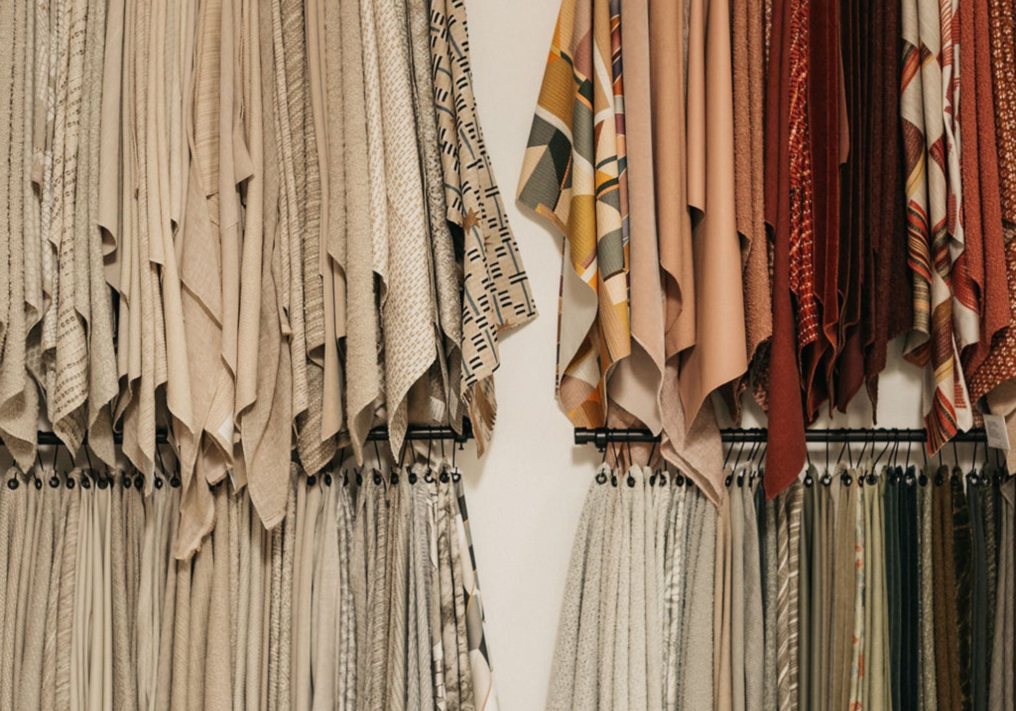 Fabric wall for custom made furniture pieces.