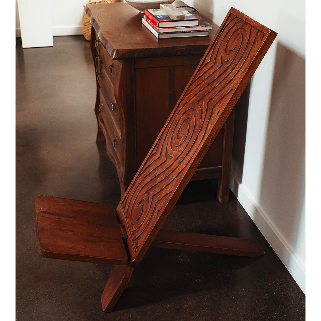 Hand-Carved African Folding Chair