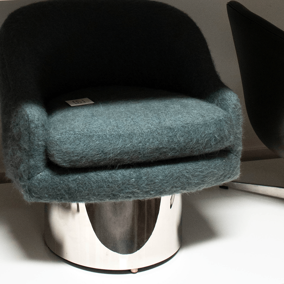 Swivel Tub Lounge Chair with Chrome Barrel Base