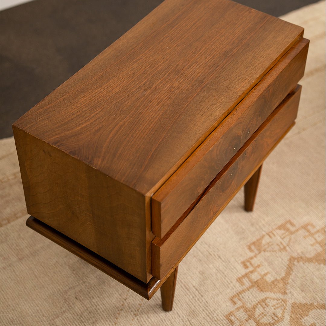 A Pair of Burl Walnut Nightstands | 1960's