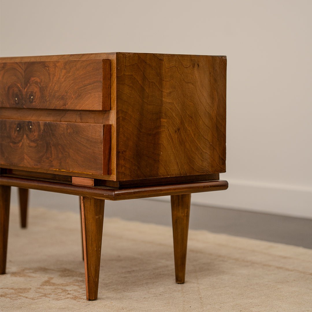 A Pair of Burl Walnut Nightstands | 1960's