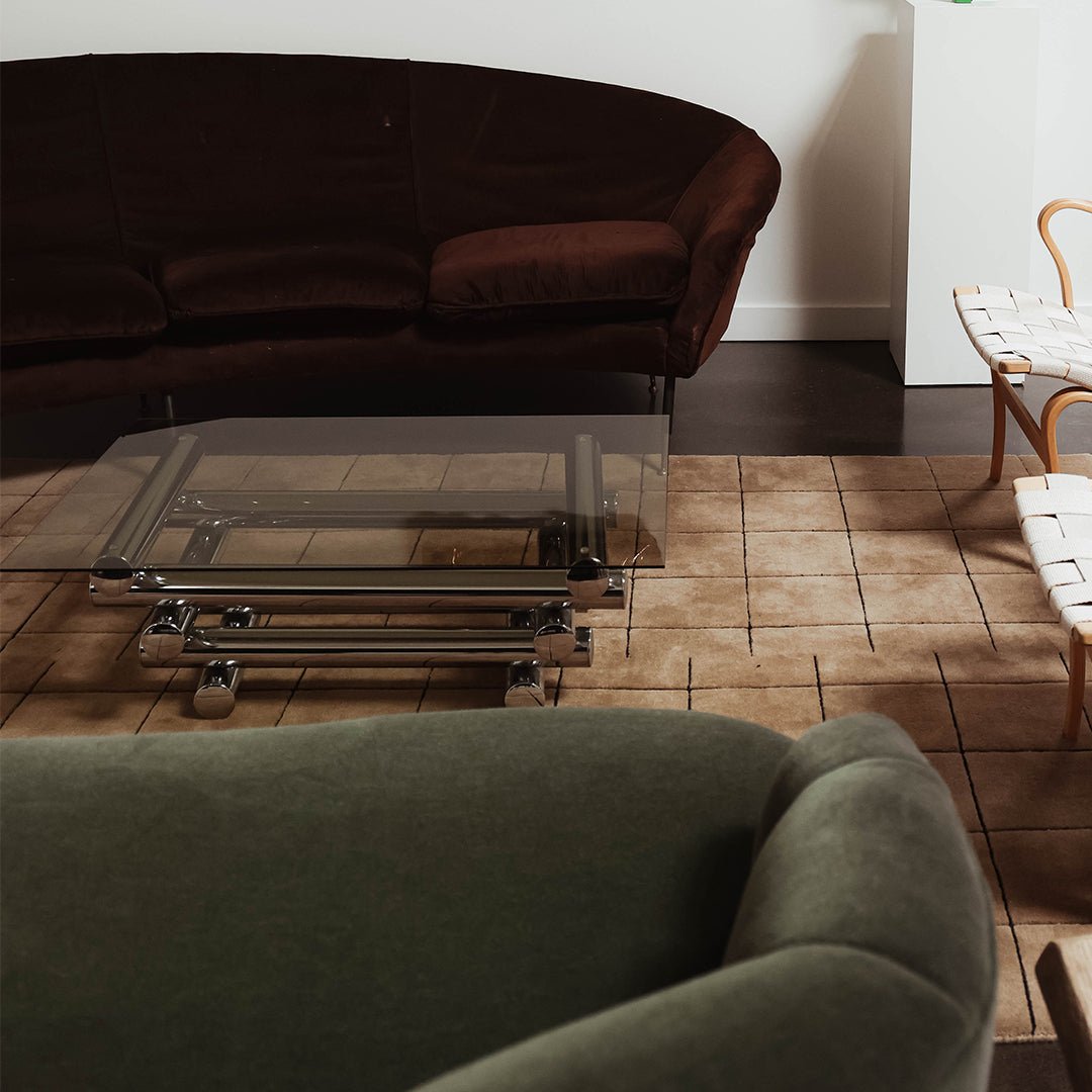 Glass Coffee Table with Chrome Tubular Base by Paul Mayen