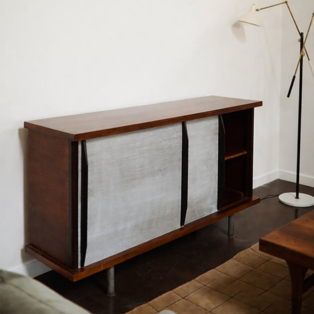French Cabinet with Aluminum Doors in the Style of Charlotte Perriand