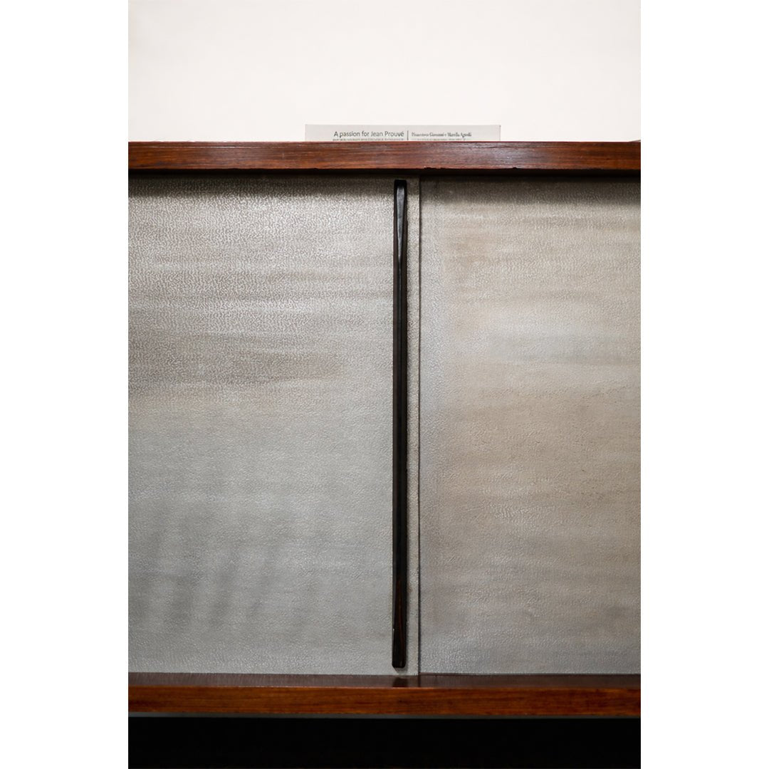 French Cabinet with Aluminum Doors in the Style of Charlotte Perriand