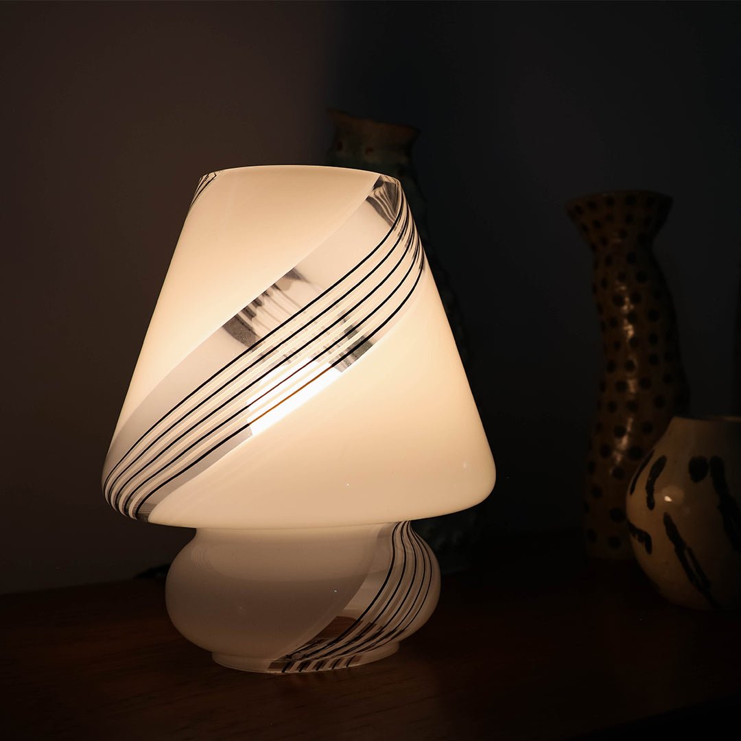 Mini, Vintage Murano Glass Mushroom Table Lamp