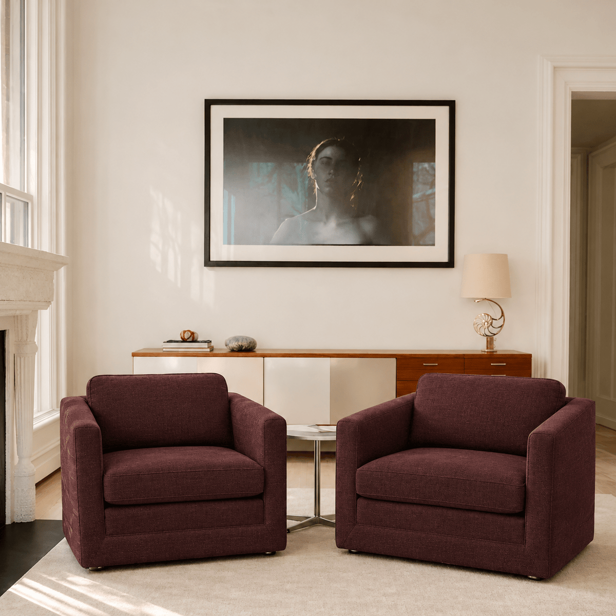 A Pair of Knoll Pfister Club Chairs on Casters (available 12/01)