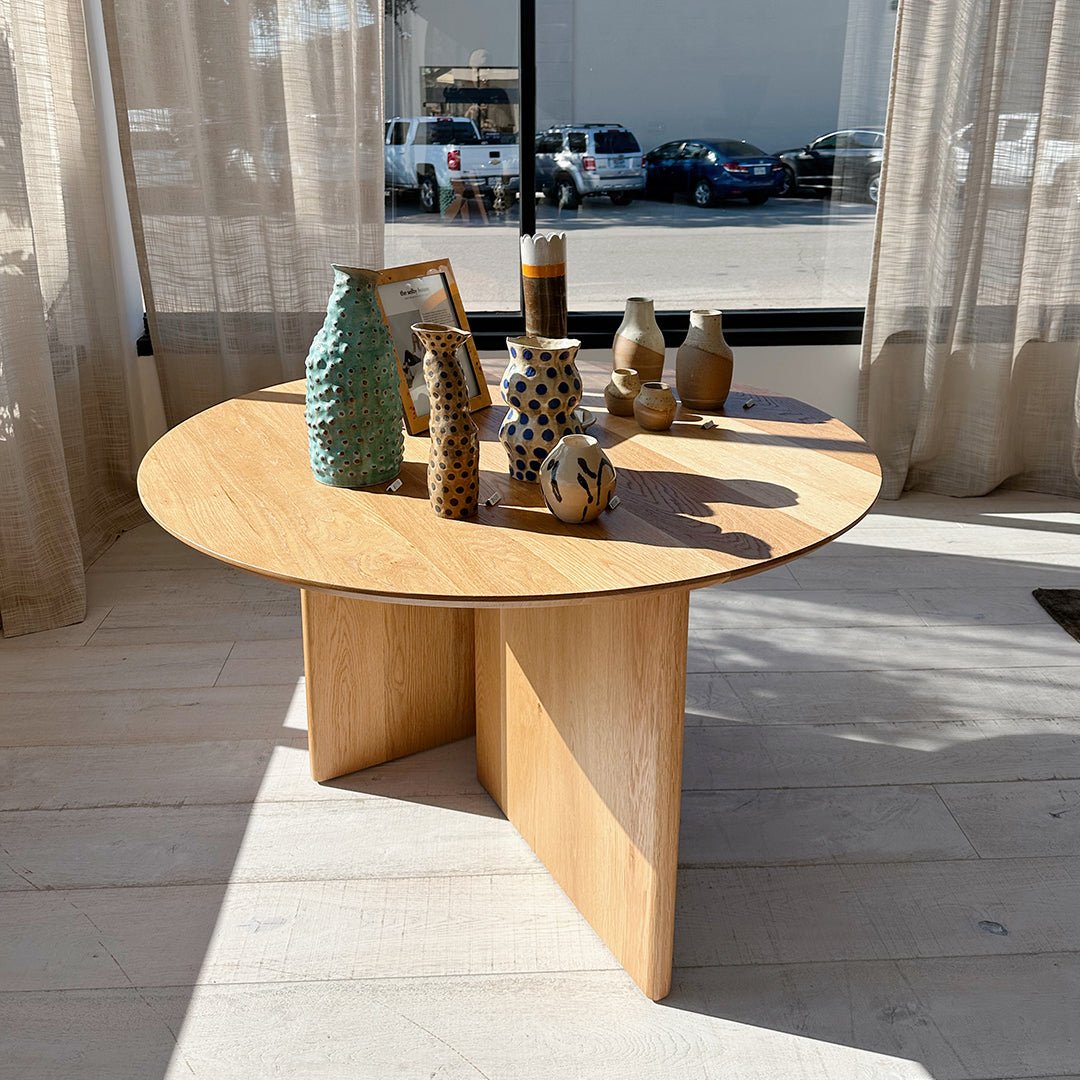 Round Oak Entry + Dining Table