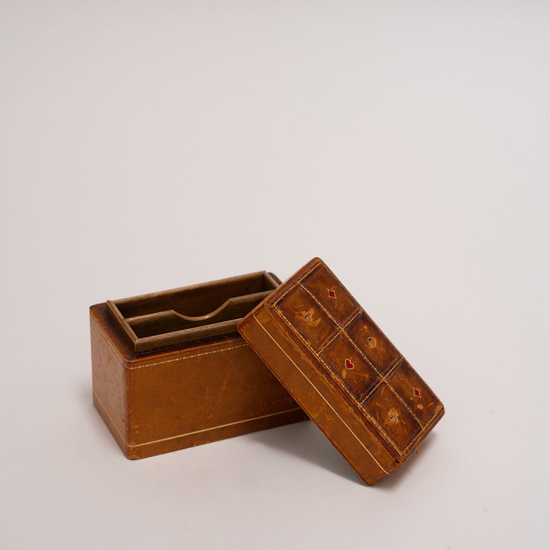 Vintage Leather Playing Card Holder