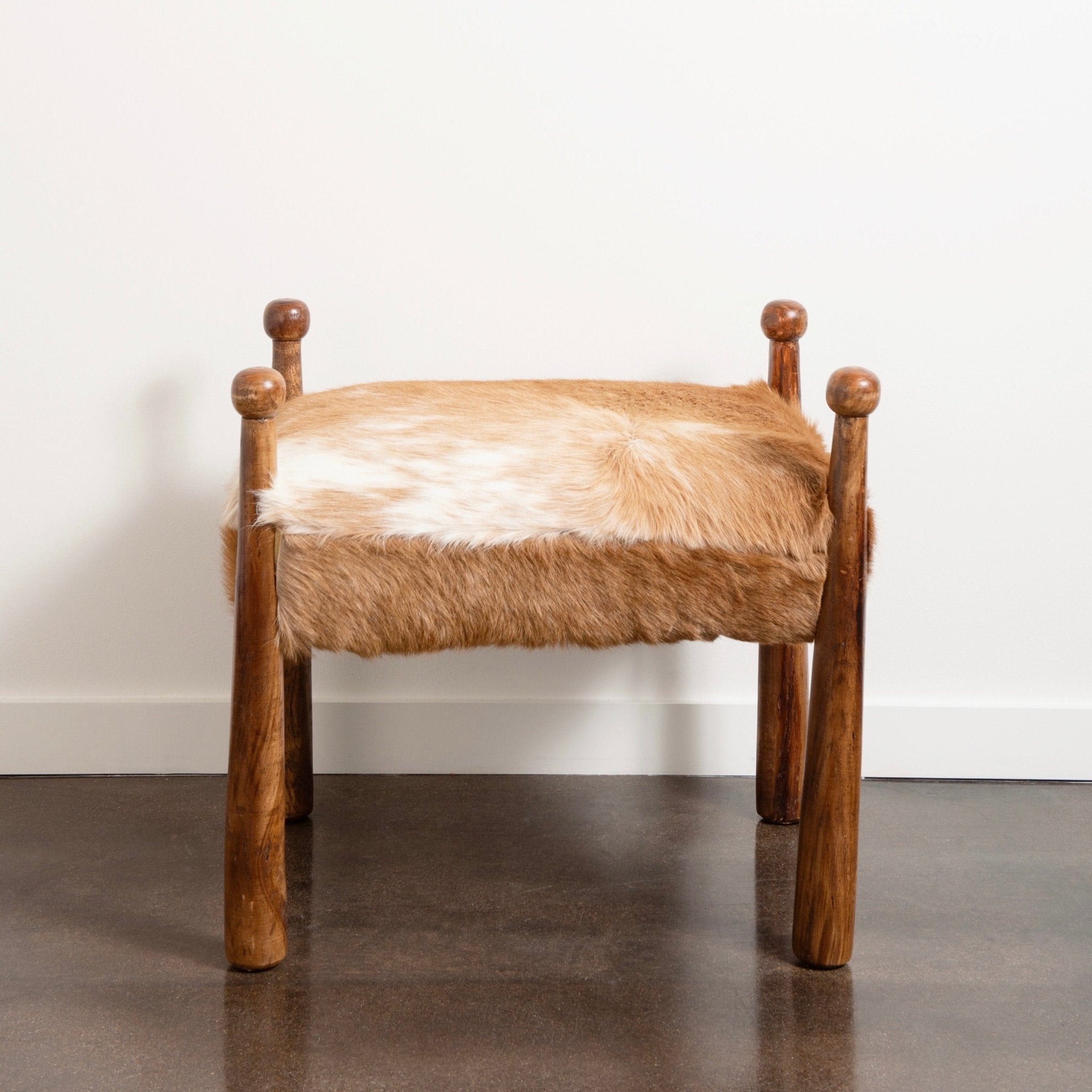 'Quilles' Style Cowhide Stool in the Manner of Jean Royère
