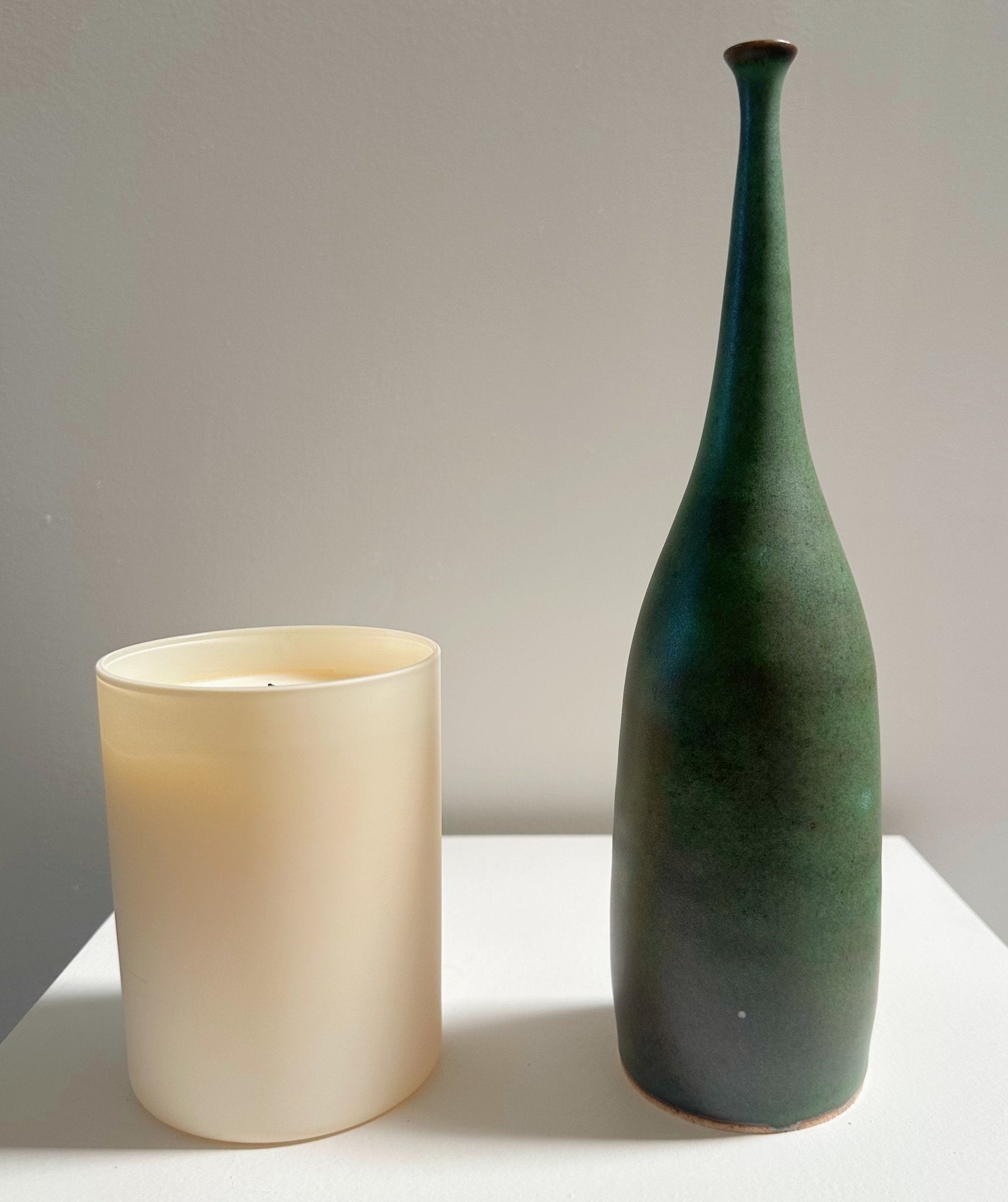 Green Bottleneck Tall Vase