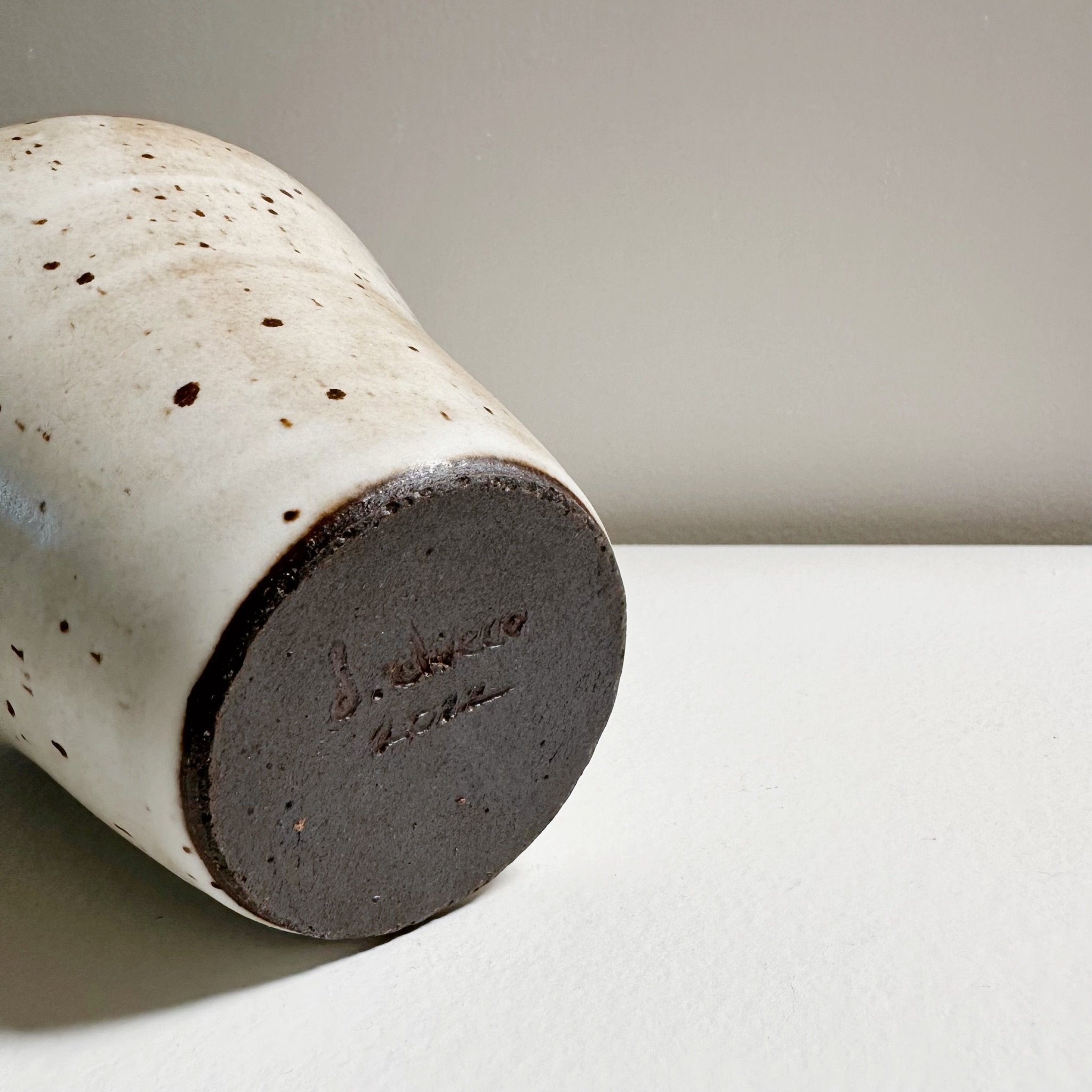 Matte White Speckled Bottleneck Vase