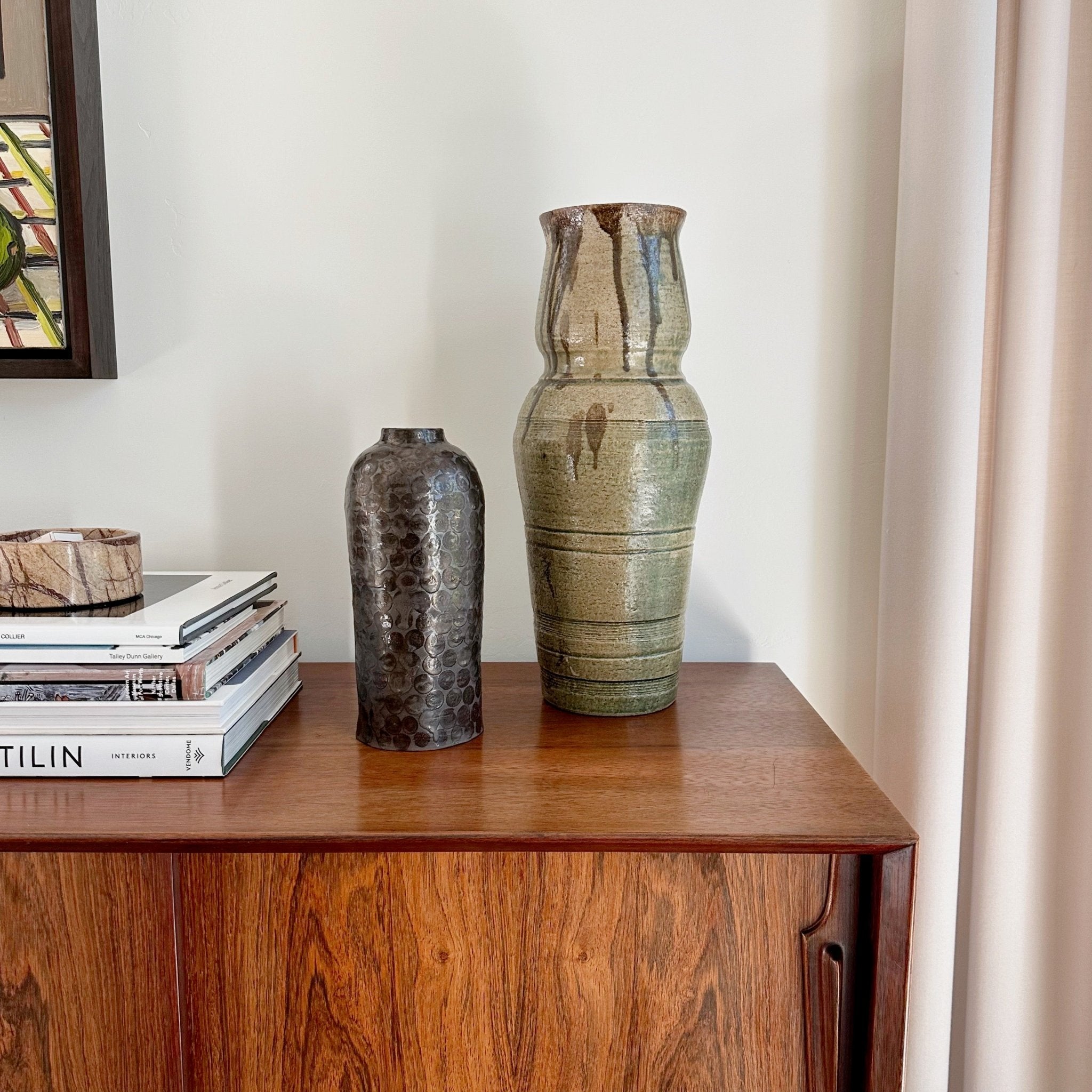 Studio Pottery, Green Stoneware Vase