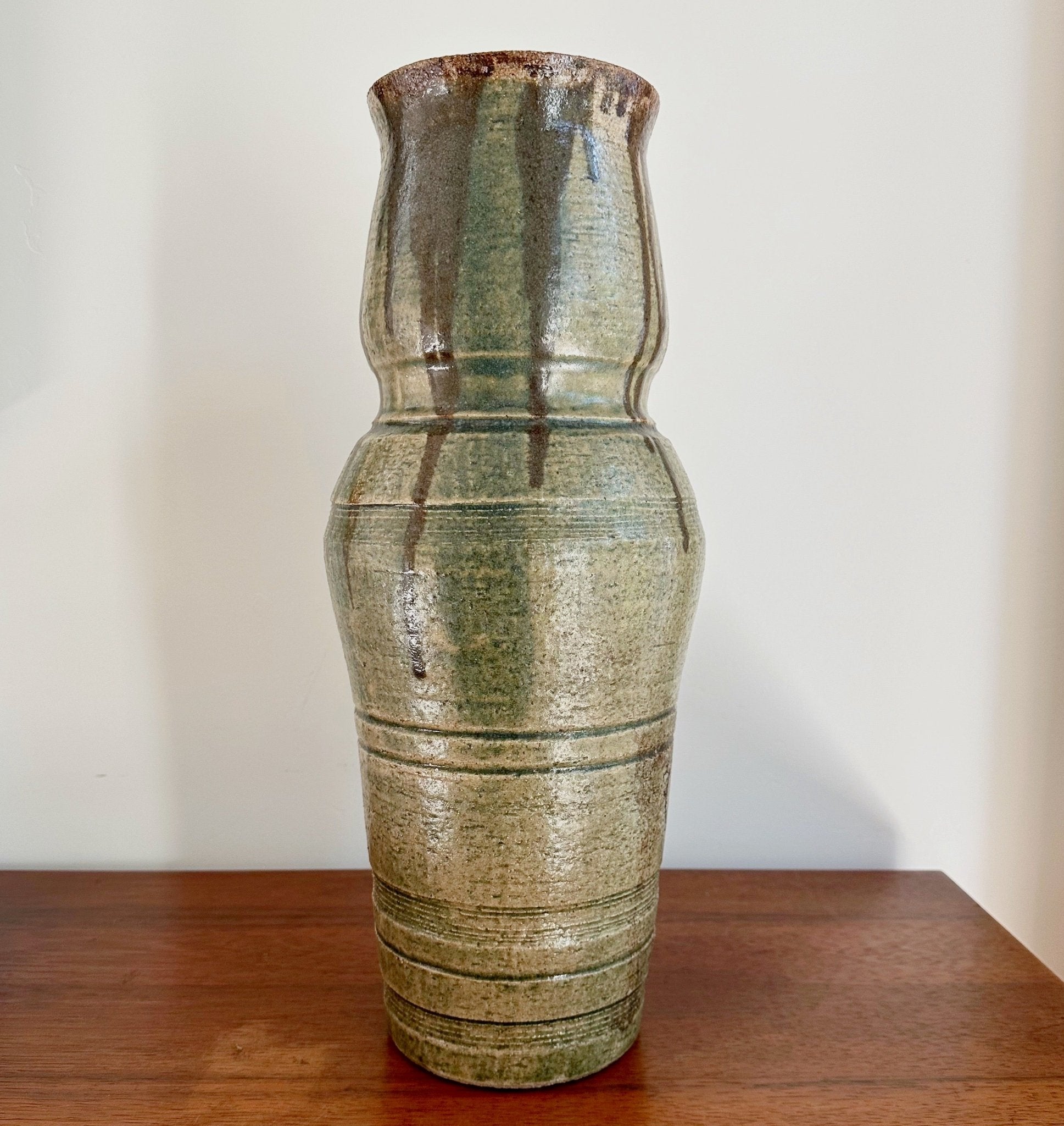 Studio Pottery, Green Stoneware Vase