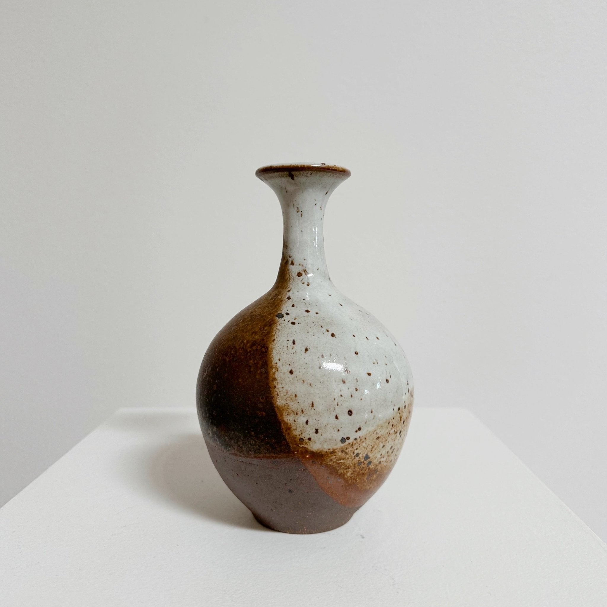 Red Clay with White Gloss Bottleneck Vase