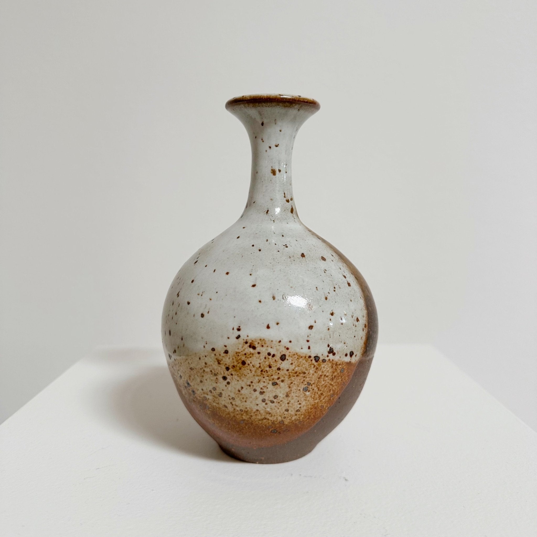 Red Clay with White Gloss Bottleneck Vase