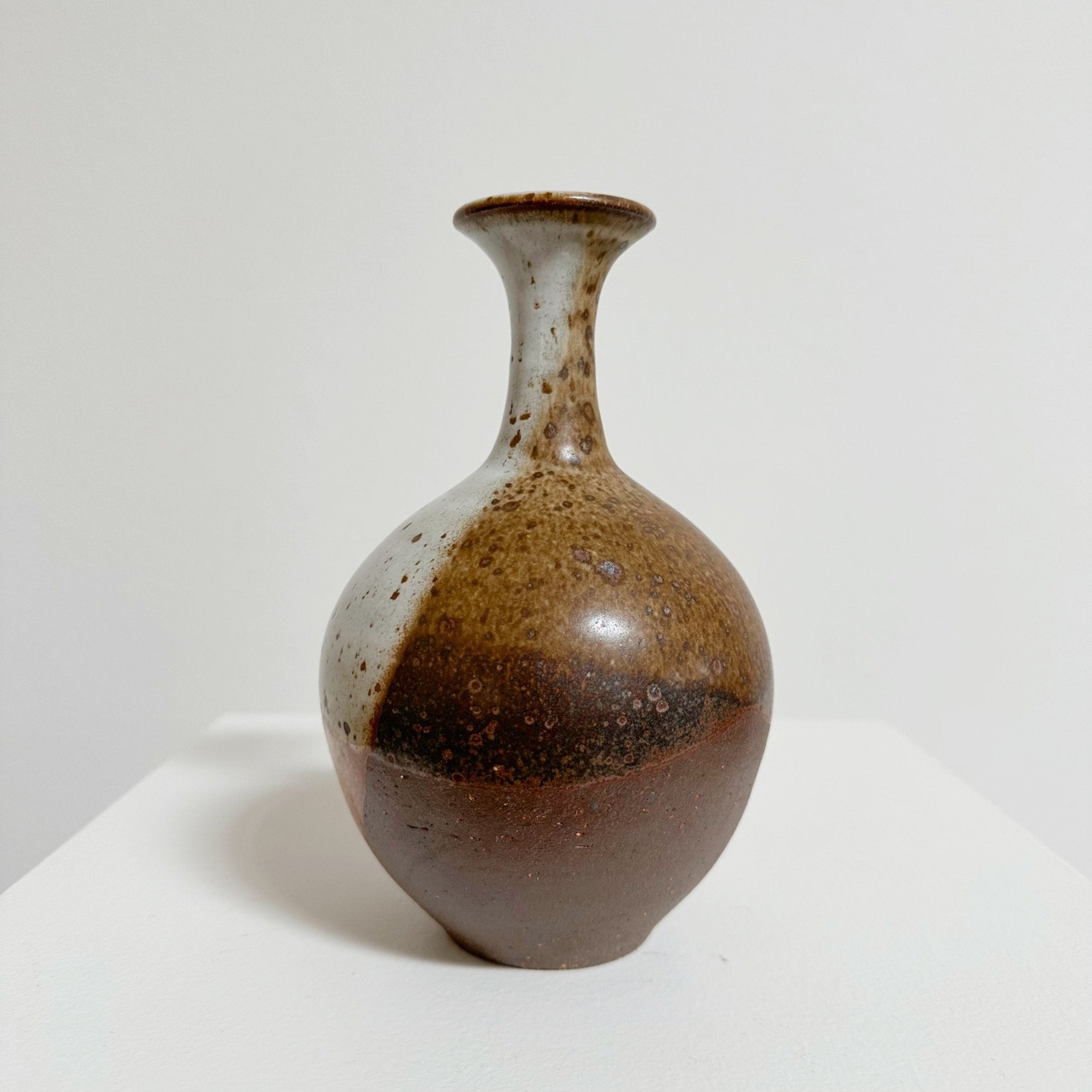 Red Clay with White Gloss Bottleneck Vase