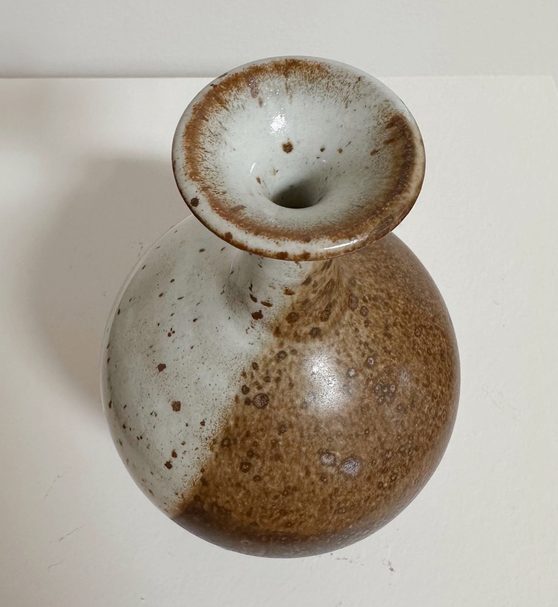 Red Clay with White Gloss Bottleneck Vase