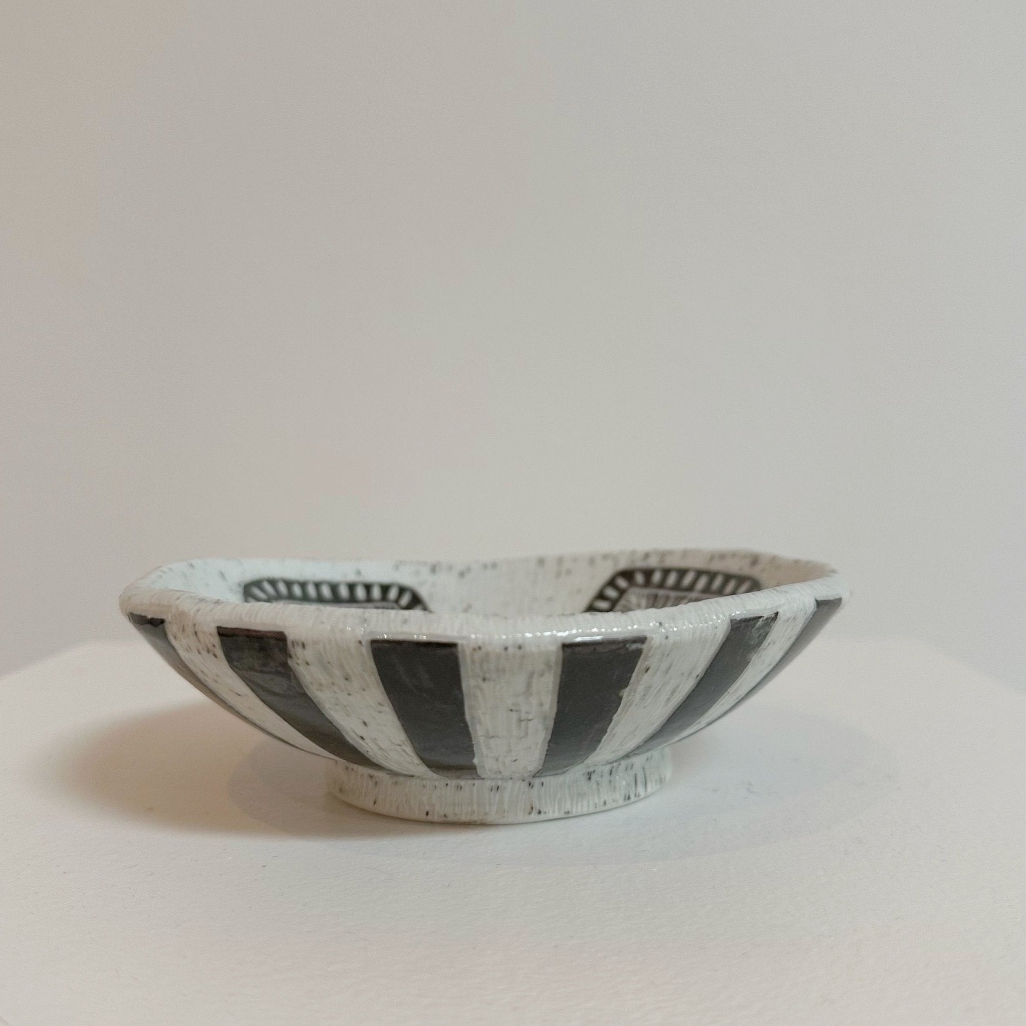 Black and White Porcelain Sgraffito Dish, Studio Pottery