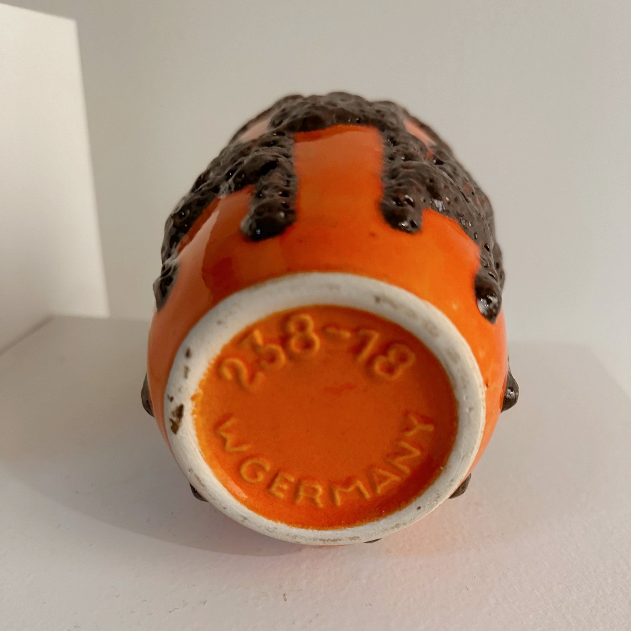 Model 238-18 West German Orange Lava Ceramic Vase