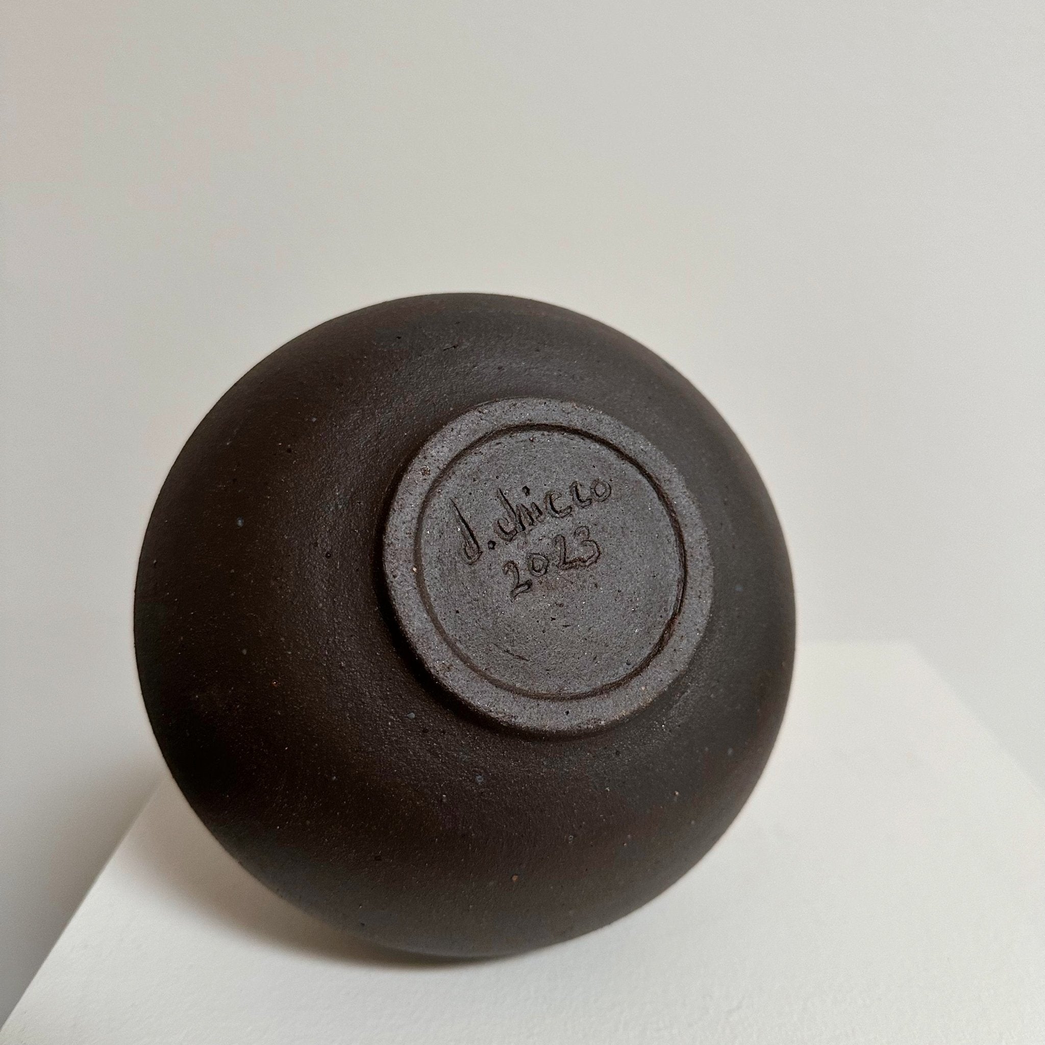 Black Clay Wide Bottleneck Vase
