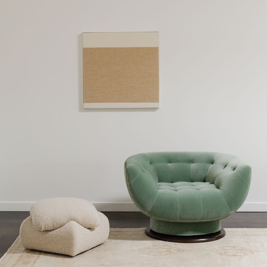 Chris Halstrom artwork styled with rare vintage furniture in The Selby House studio.
