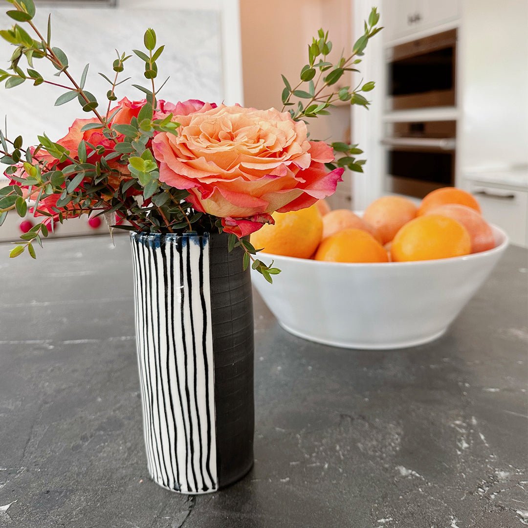 Studio Pottery, Black and White Ceramic Vase
