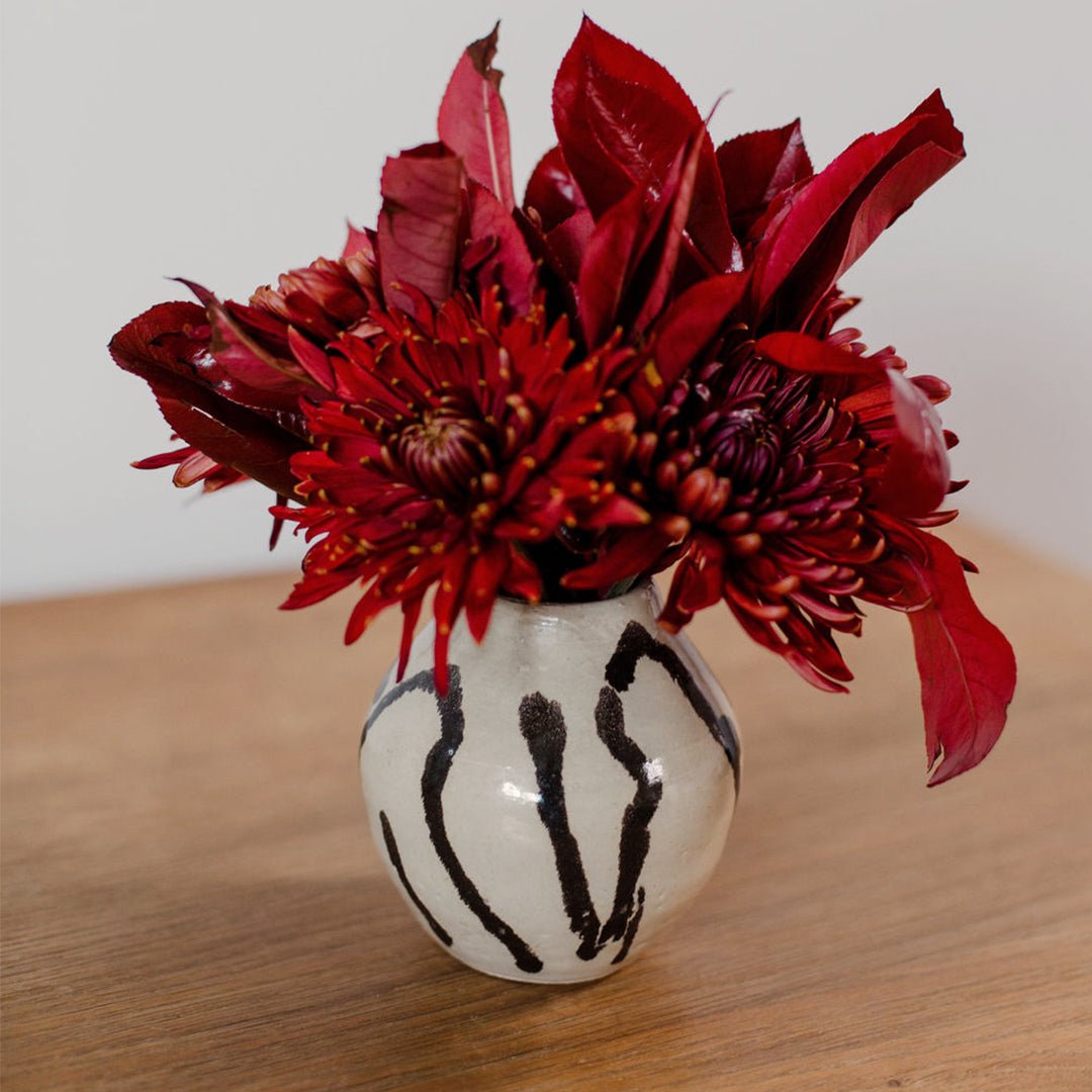 Studio Pottery, Small Black and White Vase