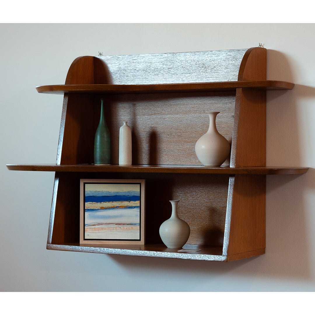 Midcentury Modern Wall Mounted Oak Bookshelf