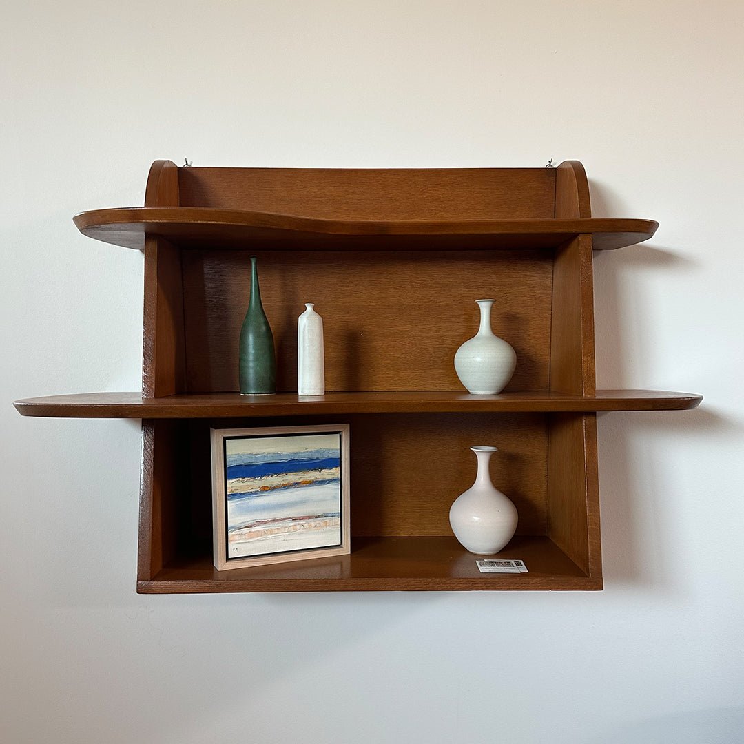 Midcentury Modern Wall Mounted Oak Bookshelf