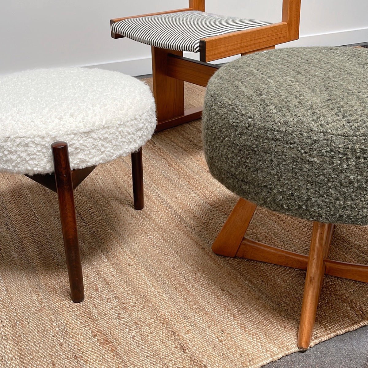 Swivel Ottoman + Stool by Heywood Wakefield