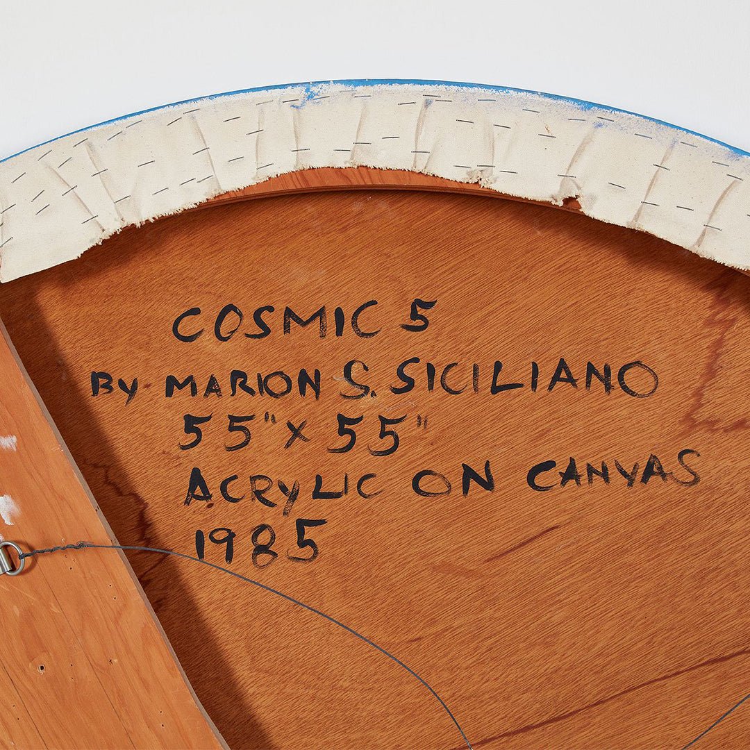 Hand written title and date on the back of the painting.