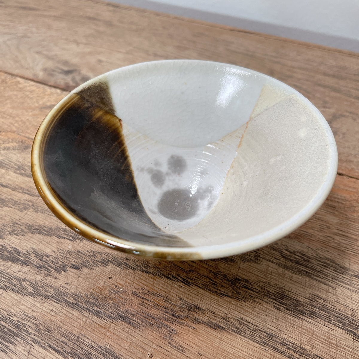 Studio Pottery, Two Colored Glazed Stoneware Bowl