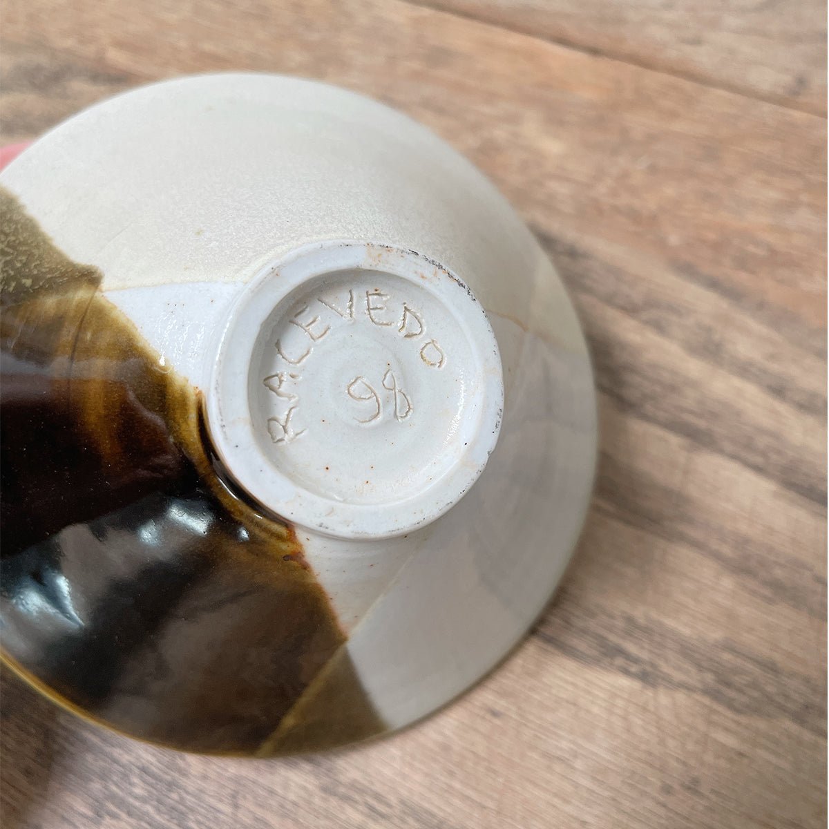 Studio Pottery, Two Colored Glazed Stoneware Bowl
