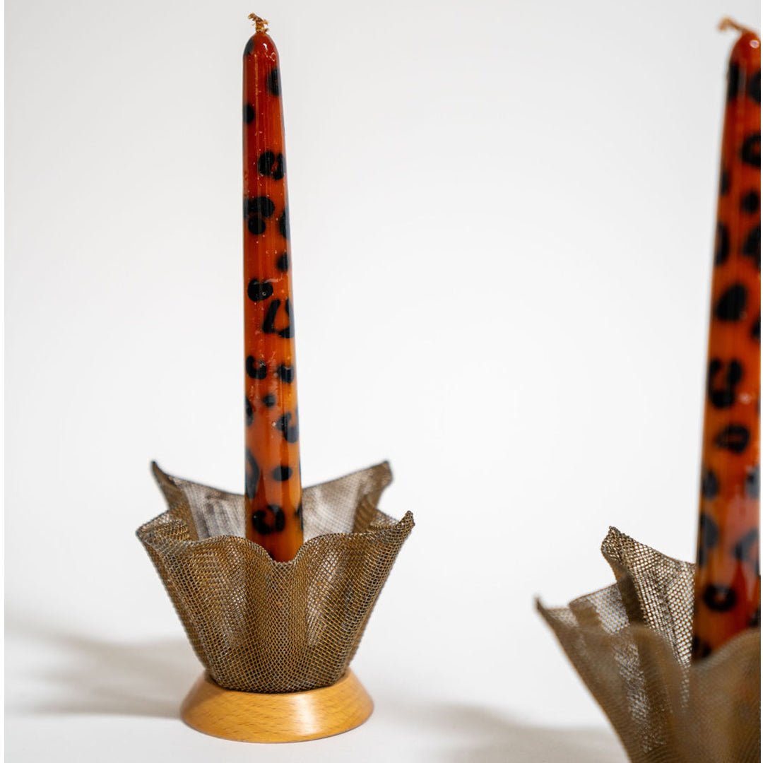 A Pair of Mid-Century Mesh Candle Holders