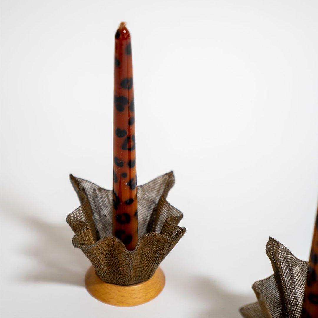 A Pair of Mid-Century Mesh Candle Holders