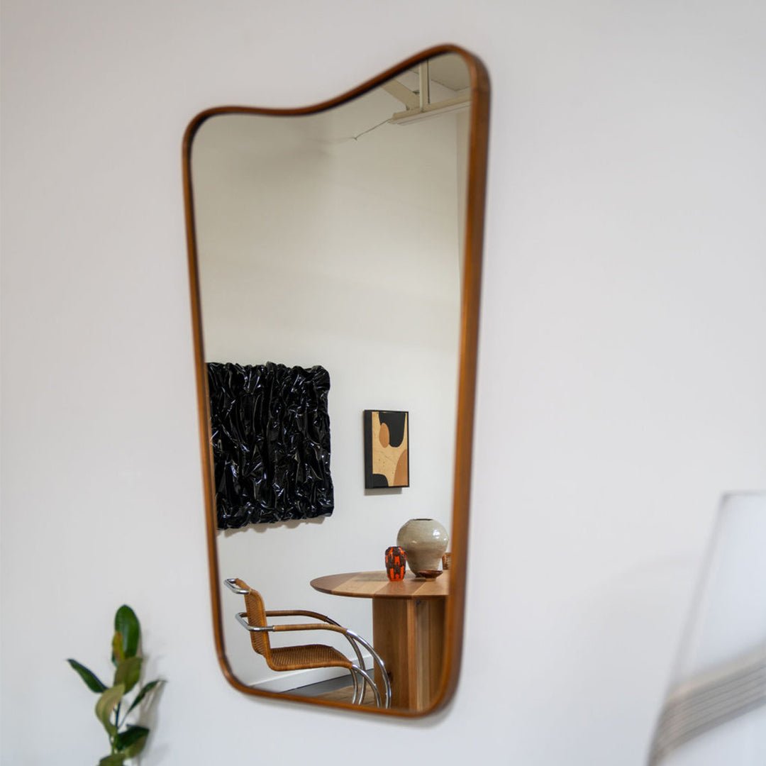 Vintage Italian Wall Mirror with Solid Walnut Frame