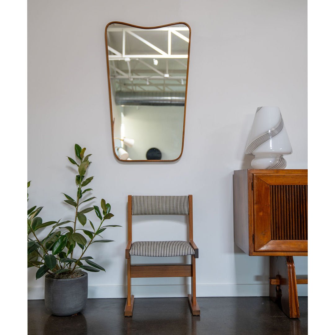 Vintage Italian Wall Mirror with Solid Walnut Frame