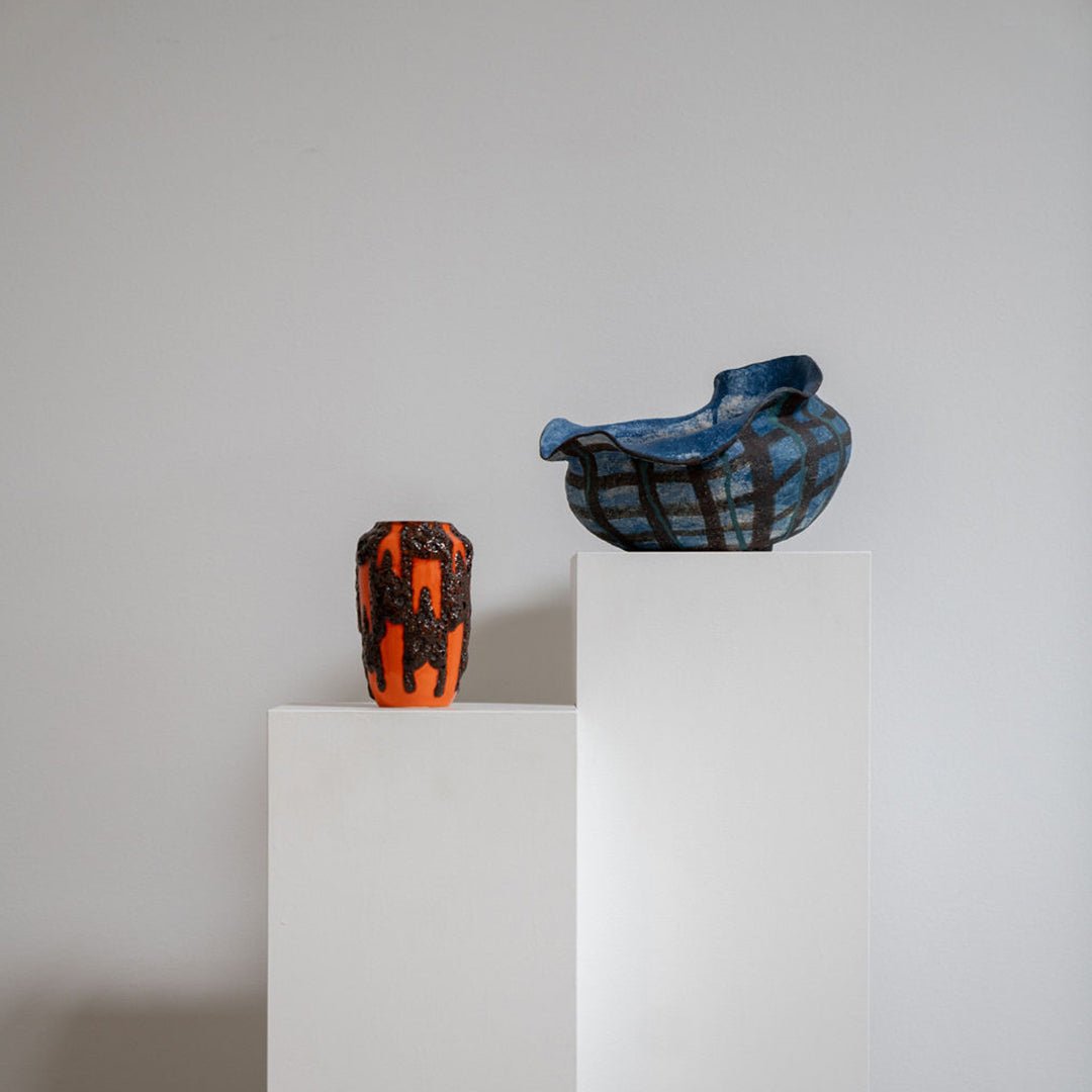 Model 238-18 West German Orange Lava Ceramic Vase