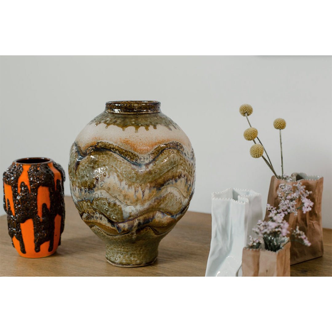 Model 238-18 West German Orange Lava Ceramic Vase