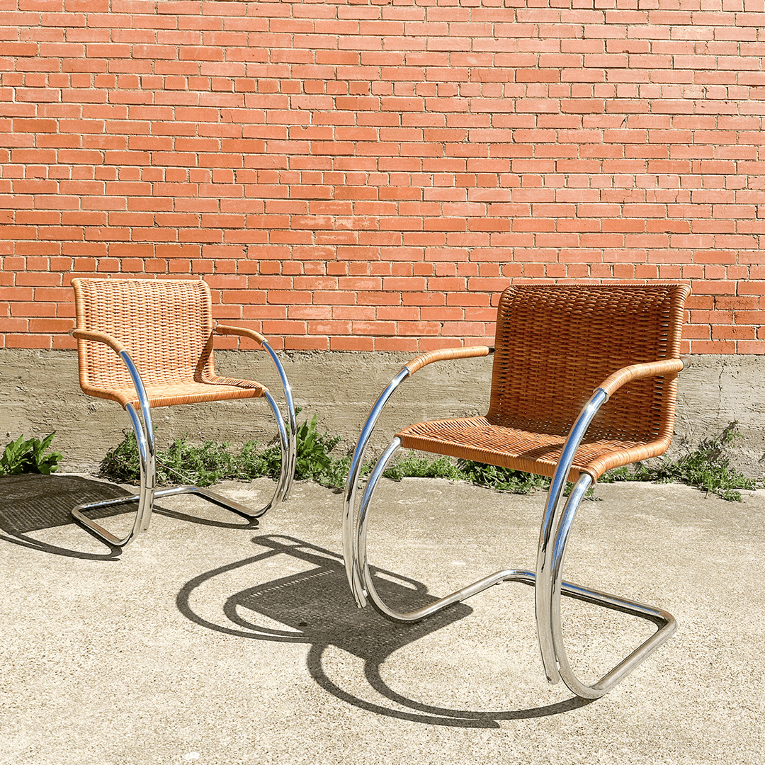 A Pair of Mies van der Rohe 'MR20' Cantilevered Armchairs