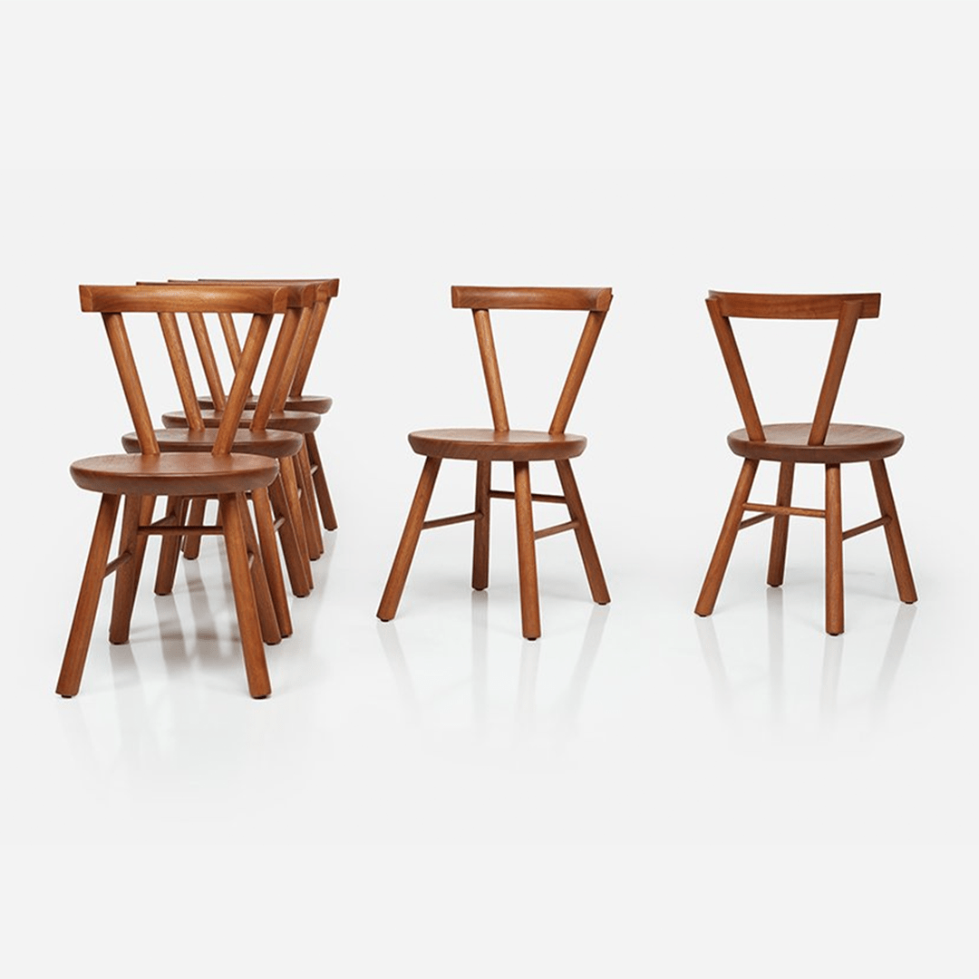 Set of 6 Sculptural Dining Chairs in the Style of Charlotte Perrriand