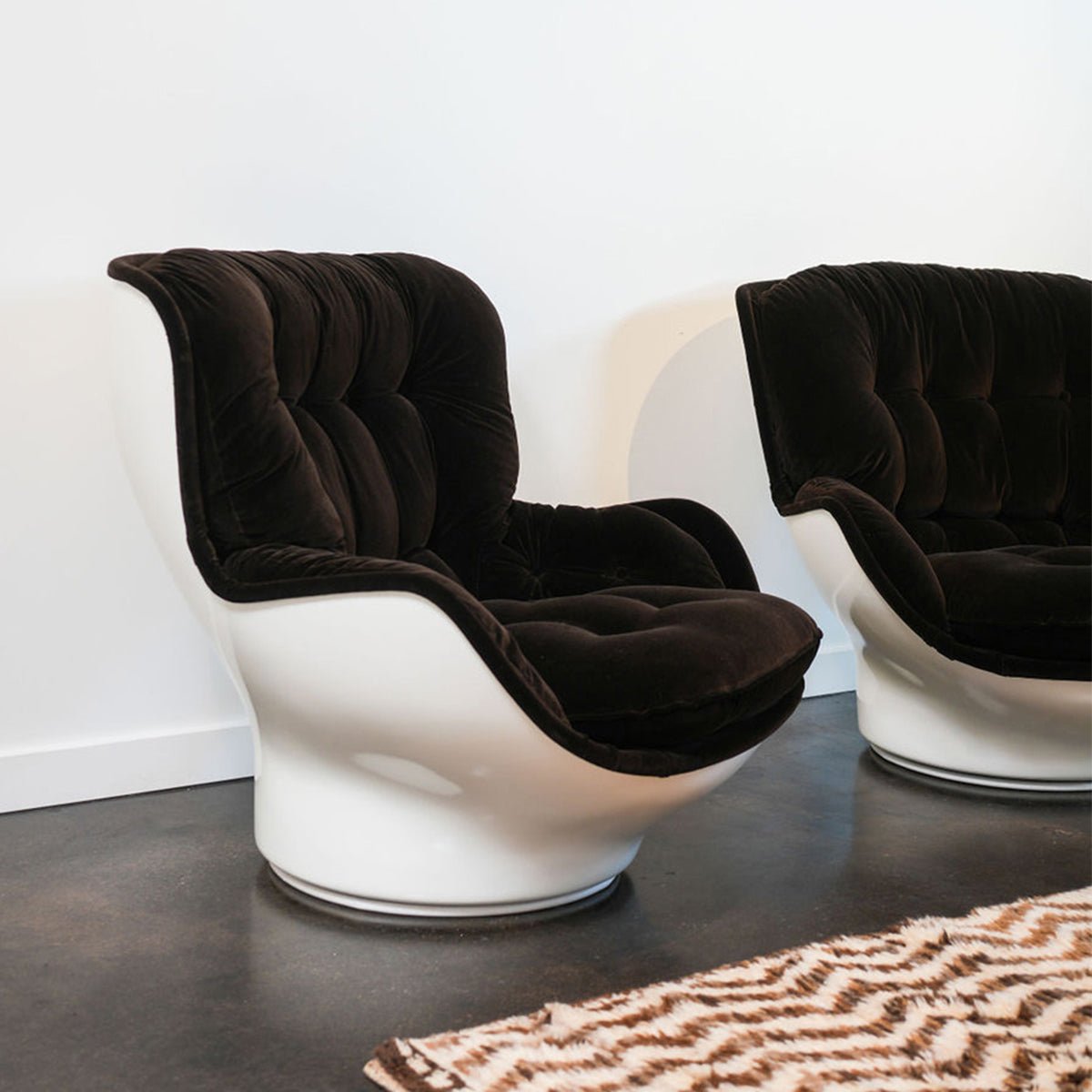 A Rare Pair of Fiberglass Karate Lounge Chairs by Michel Cadestin | 1970's