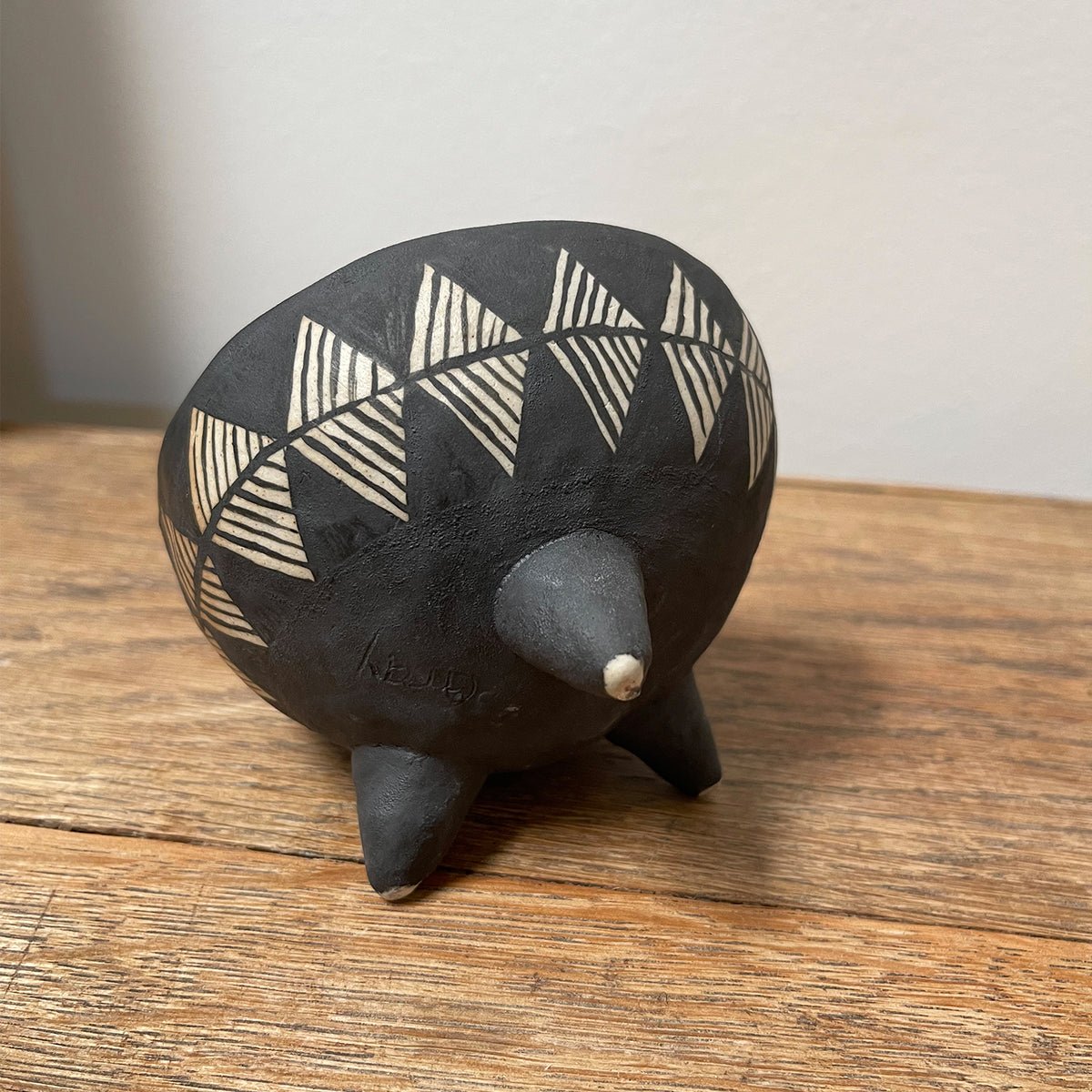 Footed Pinch Pot with Diamond Detail