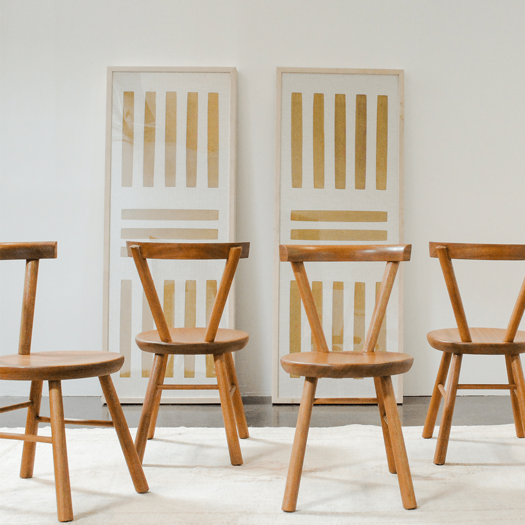 Set of 6 Sculptural Dining Chairs in the Style of Charlotte Perrriand