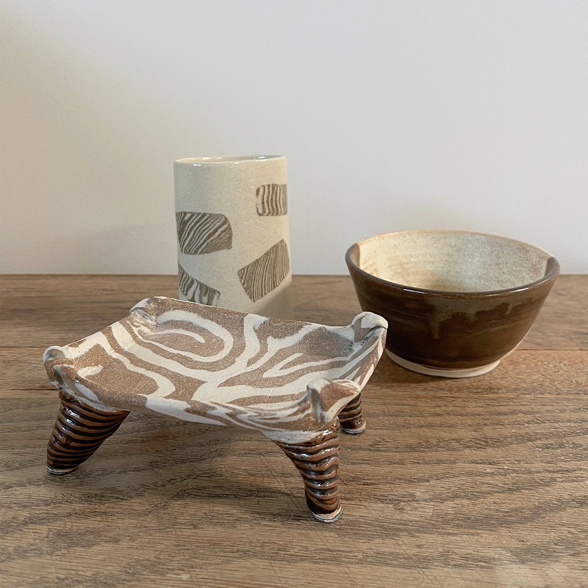 Marbled Small Rectangle Footed Tray