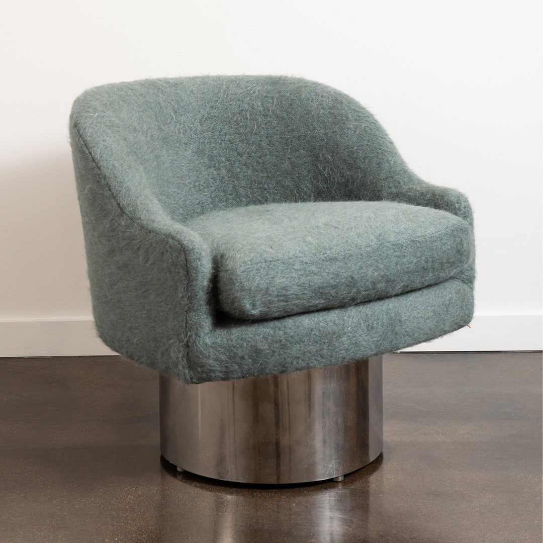 Swivel Tub Lounge Chair with Chrome Barrel Base