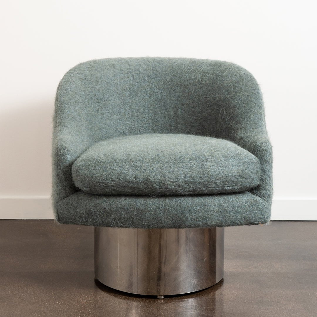 Swivel Tub Lounge Chair with Chrome Barrel Base