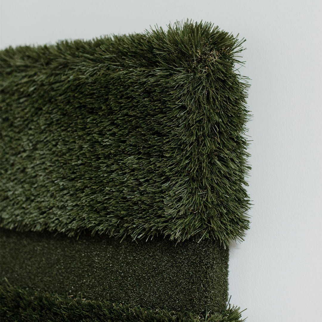 Closeup of original artwork made with turf.