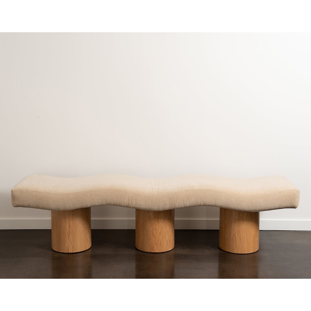 Ripple Bench with Oak Drum Legs